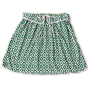 MAUDE Retro Mini Skirt, Green and Cream Med